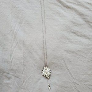 Lariat Style Flower Gemstone Necklace